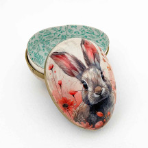 3-1/2" Grey Bunny Papier Mache Easter Egg Container ~ Germany